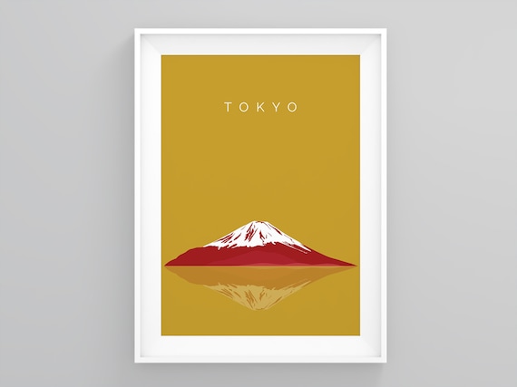 Japan Landmark Wall Art, Mount Fuji, Travel Poster, Tokyo Wanderlust Print, Landmark Wall Art, Wanderlust Print, Modern Wall Art, Wall Decor