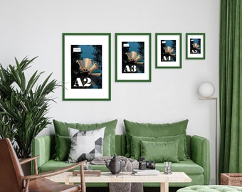 Green Picture Frame, A2 A3 A4 A5, Modern Frame Art, Thin Picture Frame, White Mounted Frames, Home Decor, Poster Frame, Green Photo Frame