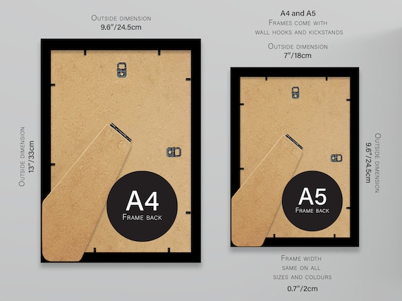 Frame size for a4 print outlet