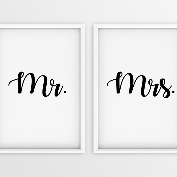 Mr and Mrs Wall Art - Etsy UK