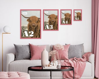 Pink Photo Frame, A5, A4, A3, A2, Pink Picture Frame, White Mounted Frames, Poster Frame, Home Decor, Modern Frame Art, Thin Picture Frame