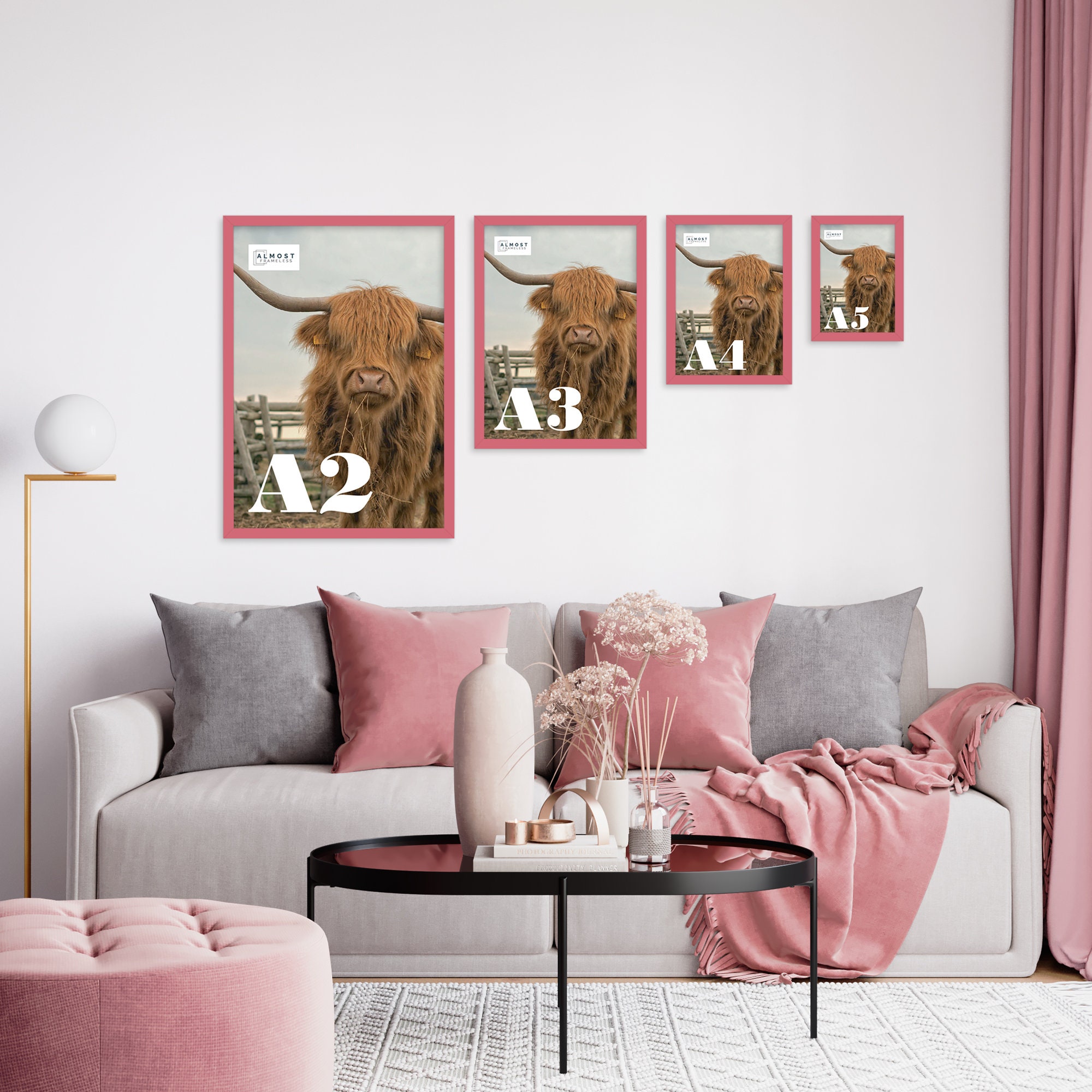 Pink Photo Frame A5 A4 A3 A2 Pink Picture Frame White Etsy