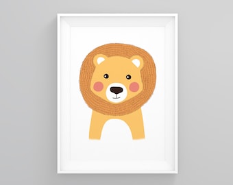 Lion Nursery Print, Peek-a-boo, Baby Animal Prints, Safari Nursery Art, Lion Kids Art, Buys Nursery, Girls Bedroom, Wall Art, Home Prints