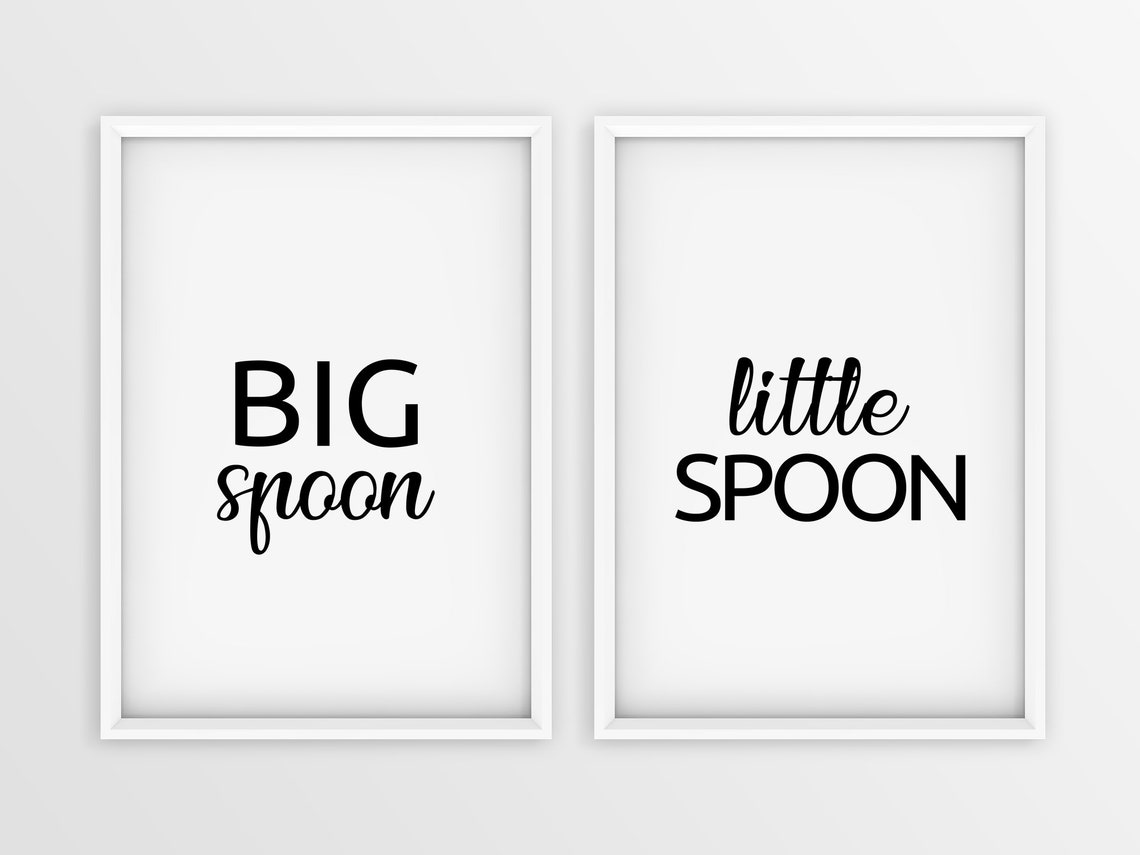 Big Spoon Little Spoon Bedroom Print Set 2 Piece Framed Etsy