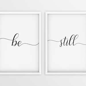 Be | Still, Set of 2 Bedroom Prints, 2 Piece Framed Art, Minimal ...