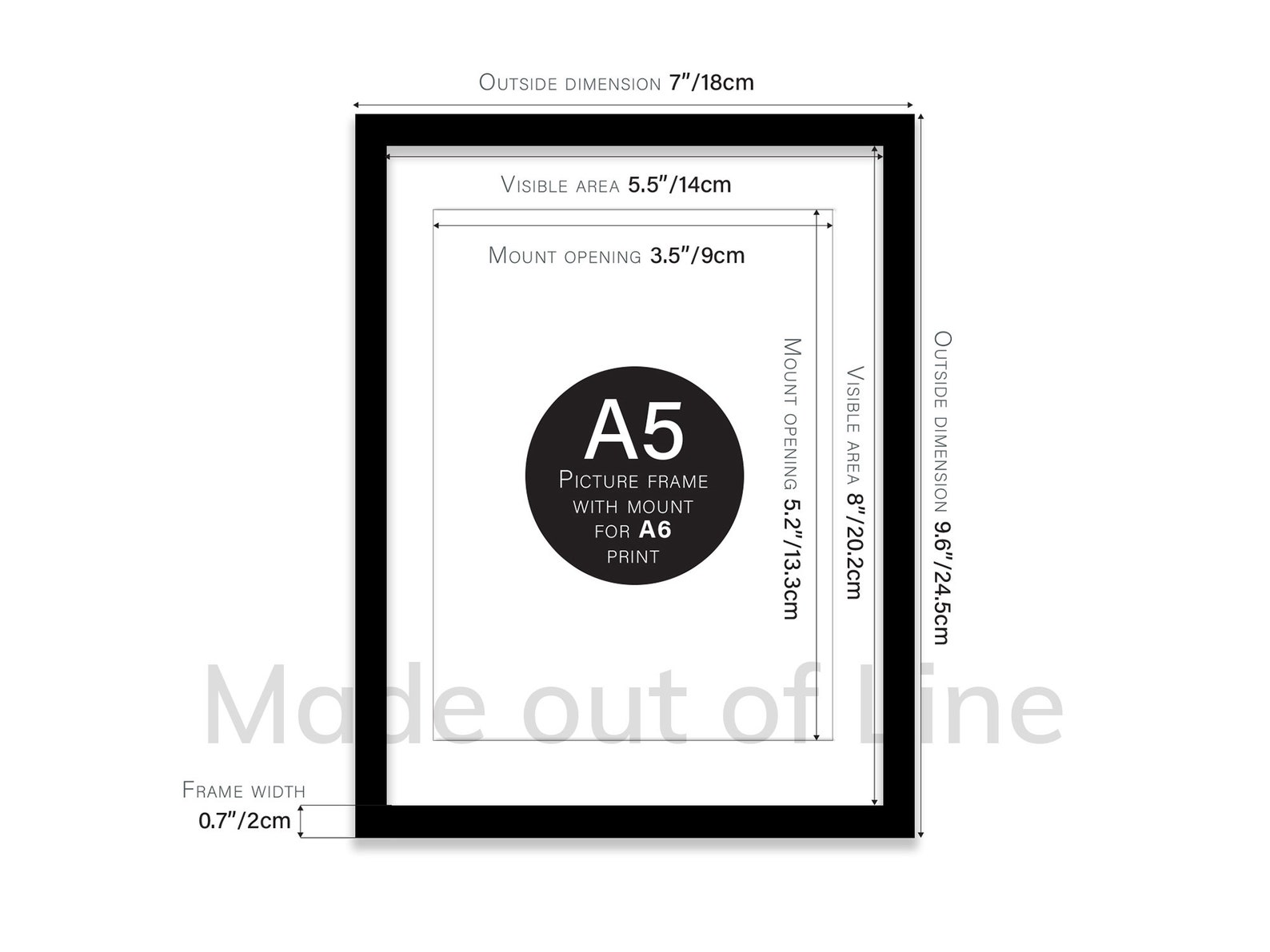 A5 Black Picture Frame A5 Frame With Mount for A6 Print Etsy