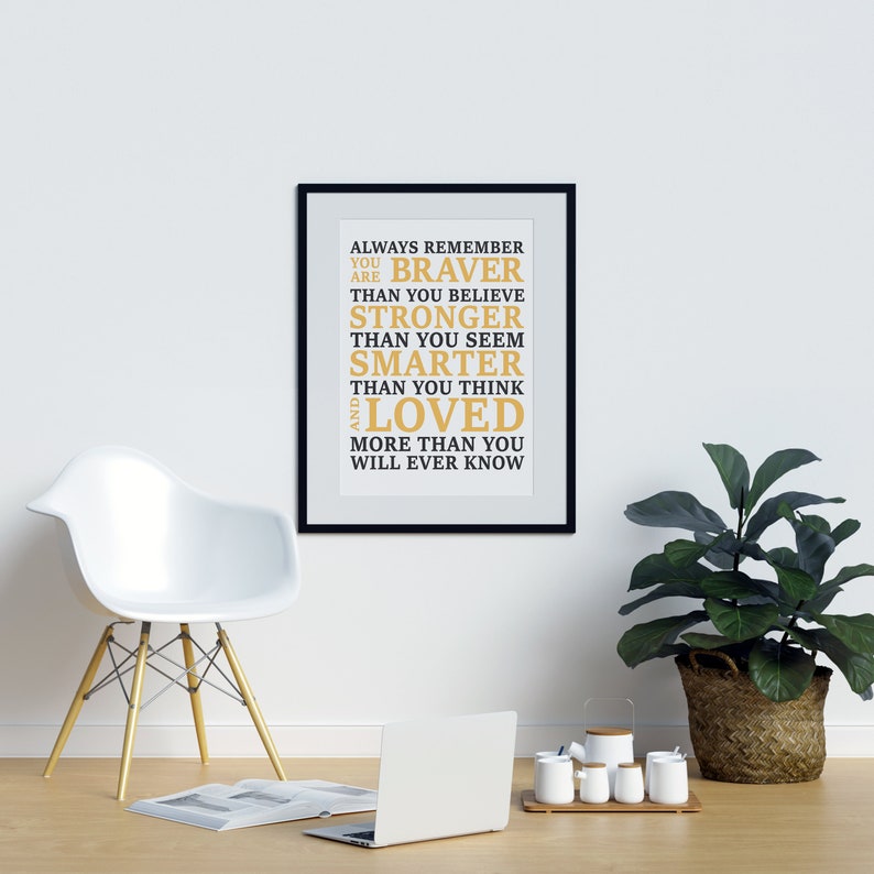 Always Remember You Are Braver Typography Wall Art Framed Etsy