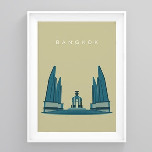 Bankok Landmark Print, Democracy Monument, Travel Destination Prints, Bankok Landmark Print, Gallery Wall Decor, Framed Posters, City Art