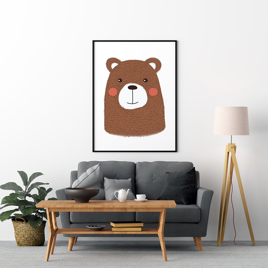 Baby Bear Nursery Print Woodland Animal Decor Kids Wall Art - Etsy