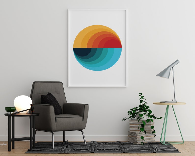 Warm and Cold Colors Half Circles Abstract Wall Art Abstract - Etsy