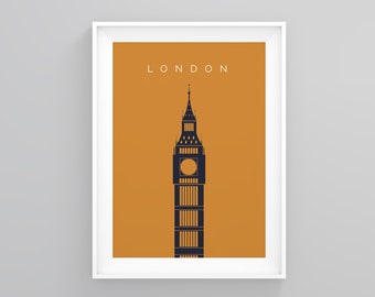 London Travel Wall Art, Bigben Vintage Travel Posters, London Wall Art, Poster, Travel Poster, Art Deco Travel Posters, Travel Wall Decor