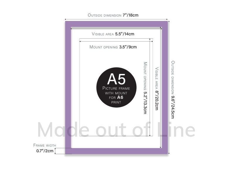 A3 Green Picture Frame, Lilac A5 Photo Frame, Blue A2 Photo Frame, Yellow A4 Photo Frame UK, Rainbow Art Frames, Red Frames, Colourful Art image 10