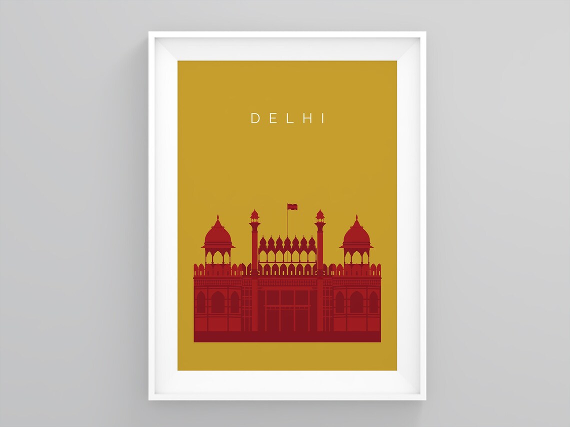 Delhi Vintage Travel Print Red Fort Retro Travel Poster New Etsy