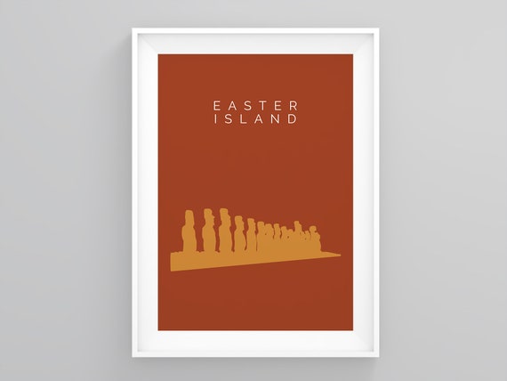 Moai Art Print Easter Island Head Wall Art Travel Poster 