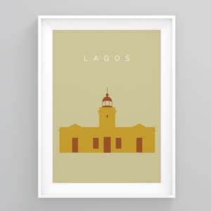 Lagos Vintage Travel Posters, Ponta Da Piedade Lighthouse Art Deco Travel Posters, Lagos Wall Art, Travel Poster, Land Mark Print, Gap Year