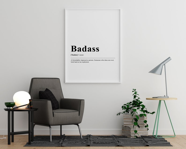 Badass Dictionary Art Print Minimalist Framed Large Poster Etsy