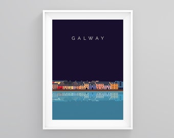 Galway Skyline Print, the Claddagh, Galway, Travel Gift, Republic of Ireland Travel Print, Framed Wall Print, Travel Print, Home Framed Art,