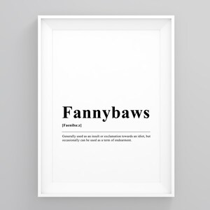 Fannybaws, Wörterbuch, Kunstdruck Zuhause, Kunstdruck, Moderne gerahmte Druck, Poster, Skandi Druck, Haus Druck, Moderne Minimal, Großes Poster