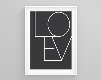 Love, Engagement Gift, Love Type Home Decor, Valentines, Valentine's Gift, Nursery Decor, Livingroom Poster, Kitchen Poster, Wall Prints