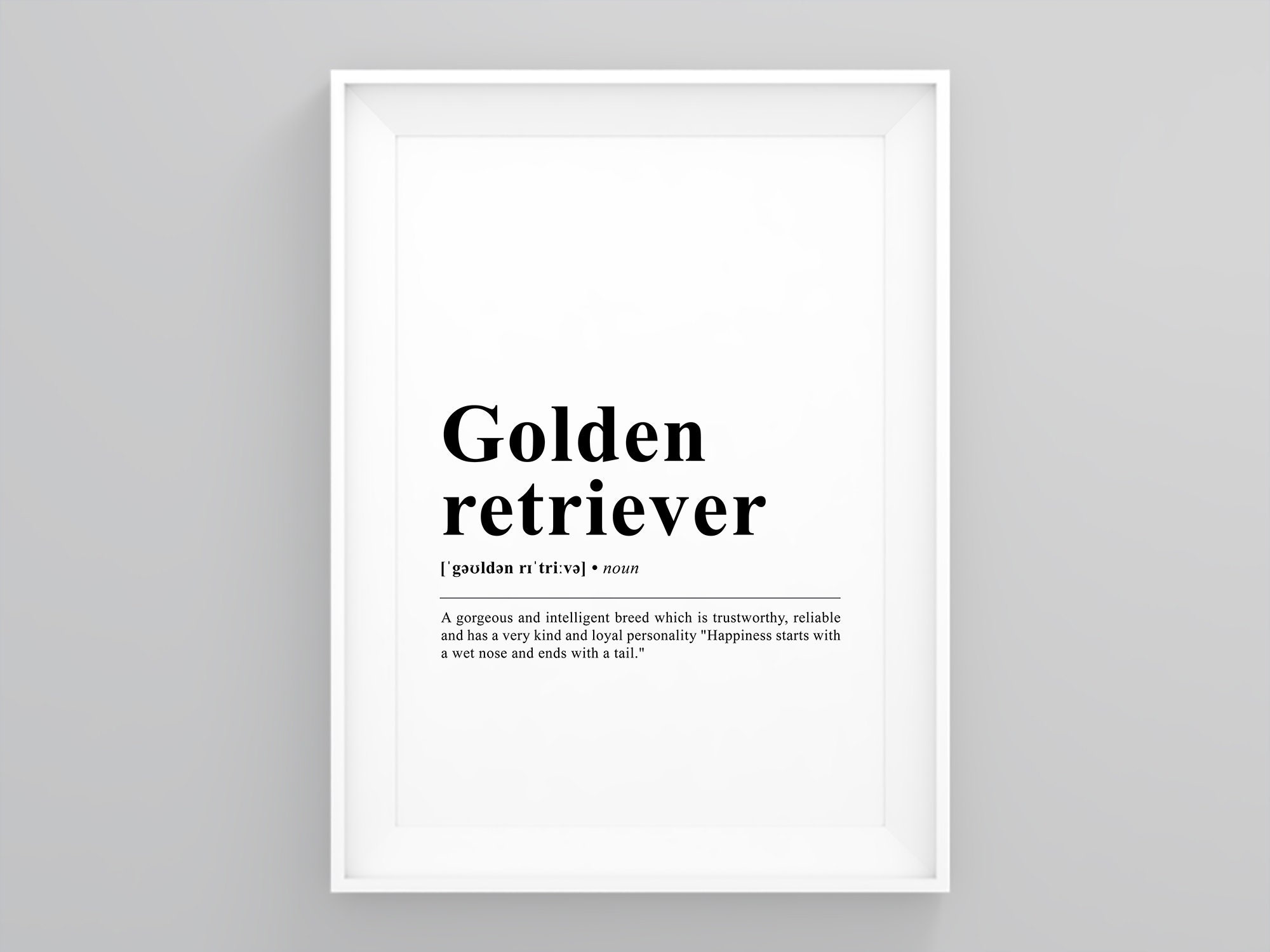 Golden Retriever Definition Poster Home Print Minimalist Etsy