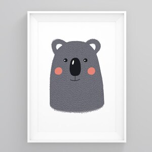 Impresión de koala bebé, animal de la selva de safari, impresión de animales australianos, arte de animales de safari, pósteres infantiles adorables, impresión de koala para guardería, pósteres infantiles