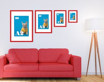 Red Photo Frame, A5, A4, A3, A2, Red Picture Frame, White Mounted Frames, Poster Frame, Home Decor, Modern Frame Art, Thin Picture Frame