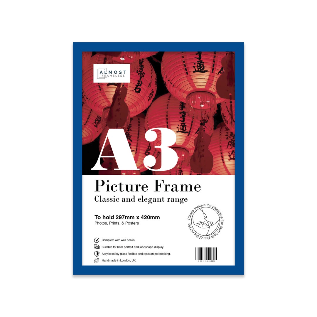 A3 Blue Picture Frame, A3 Poster Frame, Photo Frame Blue A3 Size, Wall