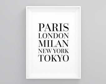 Paris London Milan Newyork Tokyo, Feminism Poster, Interior Fashion, Fashion Brand, Fashion Room Decor, Fashion Wall Art, Activism Art