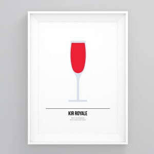 Kir Royale Cocktail, Drinks Poster, Stylish Kitchen Art, Prints For Drinking Buddy, Modern Framed Print, Kitchen Wall Art, Framed Print
