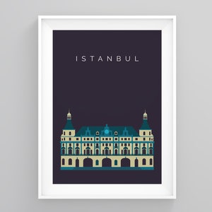 Istanbul Travel Poster, Haydarpasa Terminal, Travel Poster, Istanbul Landmark Print, Minimalist Print, Minimalist Framed, City Poster