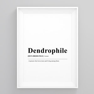 Dendrophile, Dictionary Art, Wall Art, Gift Ideas, Wall Decor, Scandinavian Art, Framed Wall Print, Framed Prints, Prints Framed