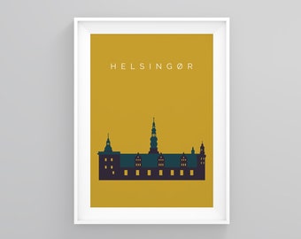 Helsingor Landmark Wall Art, Kronborg Castle, Landmark Wall Art, Helsingor Travel Destination Prints, Wall Art Decor, Large Poster, City Art