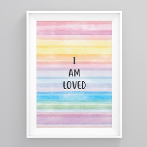 I Am Loved, Minimalist Print, Framed Wall Print, Quote Wall Art, Inspirational Poster, Quote Print, Quote Poster, Motivation Wall Art