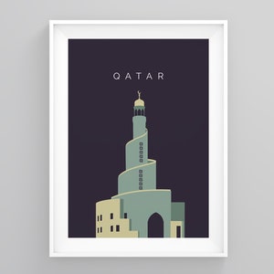 Qatar Wanderlust Print, Qatar Lighthouse, Travel Gift, Doha Travel Destination Prints, Modern Framed Print, Wall Art, Framed Prints