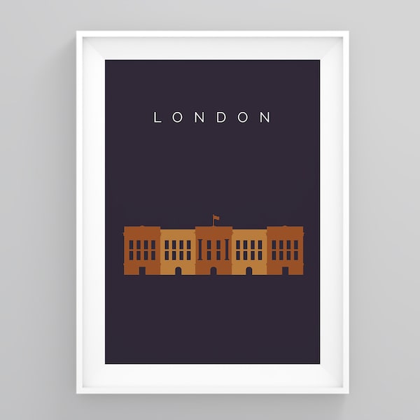 London Travel Poster, Buckingham Palace Travel Wall Art, London Wall Art, Poster, Minimalistic Travel Poster, Vintage Travel Posters