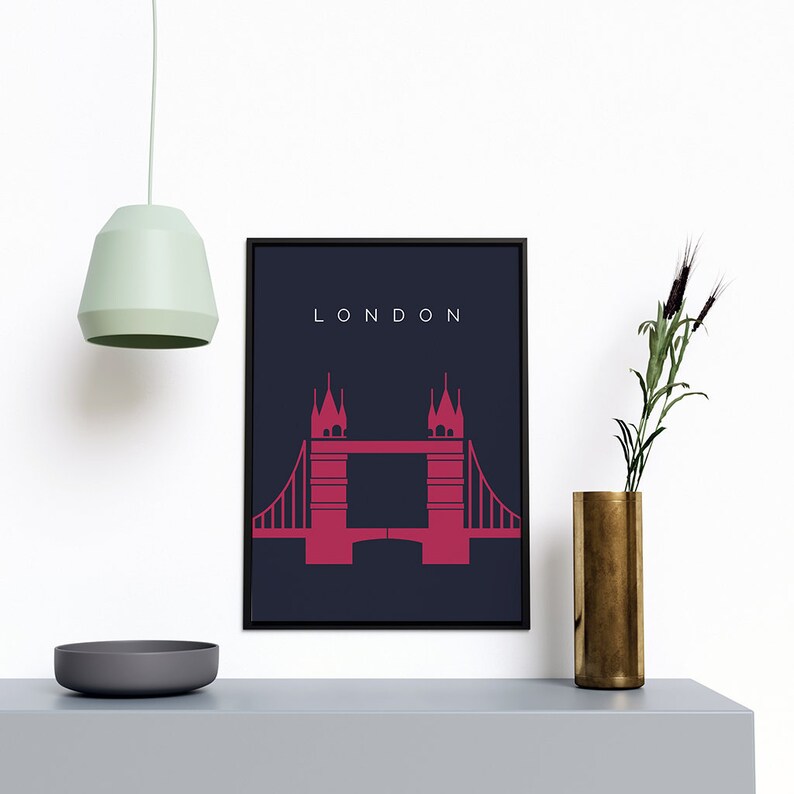 London Art Deco Travel Posters Tower Bridge Land Mark Print Etsy UK