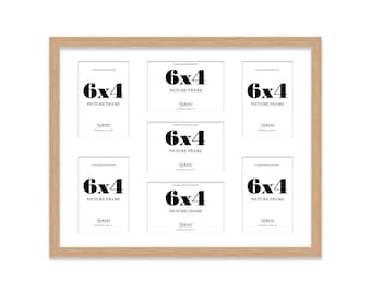 20x16 Inch 7 Opening ALL COLOURS Photo Collage Frame, Displays and Holds Seven 6x4 Inch Photos, Multi Aperture Family Picture Frame