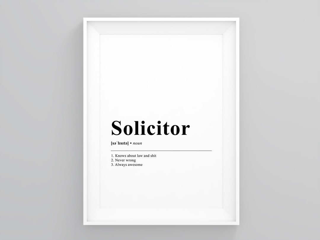 Solicitor, Funny Dictionary Definition, Wall Art, Dictionary Print