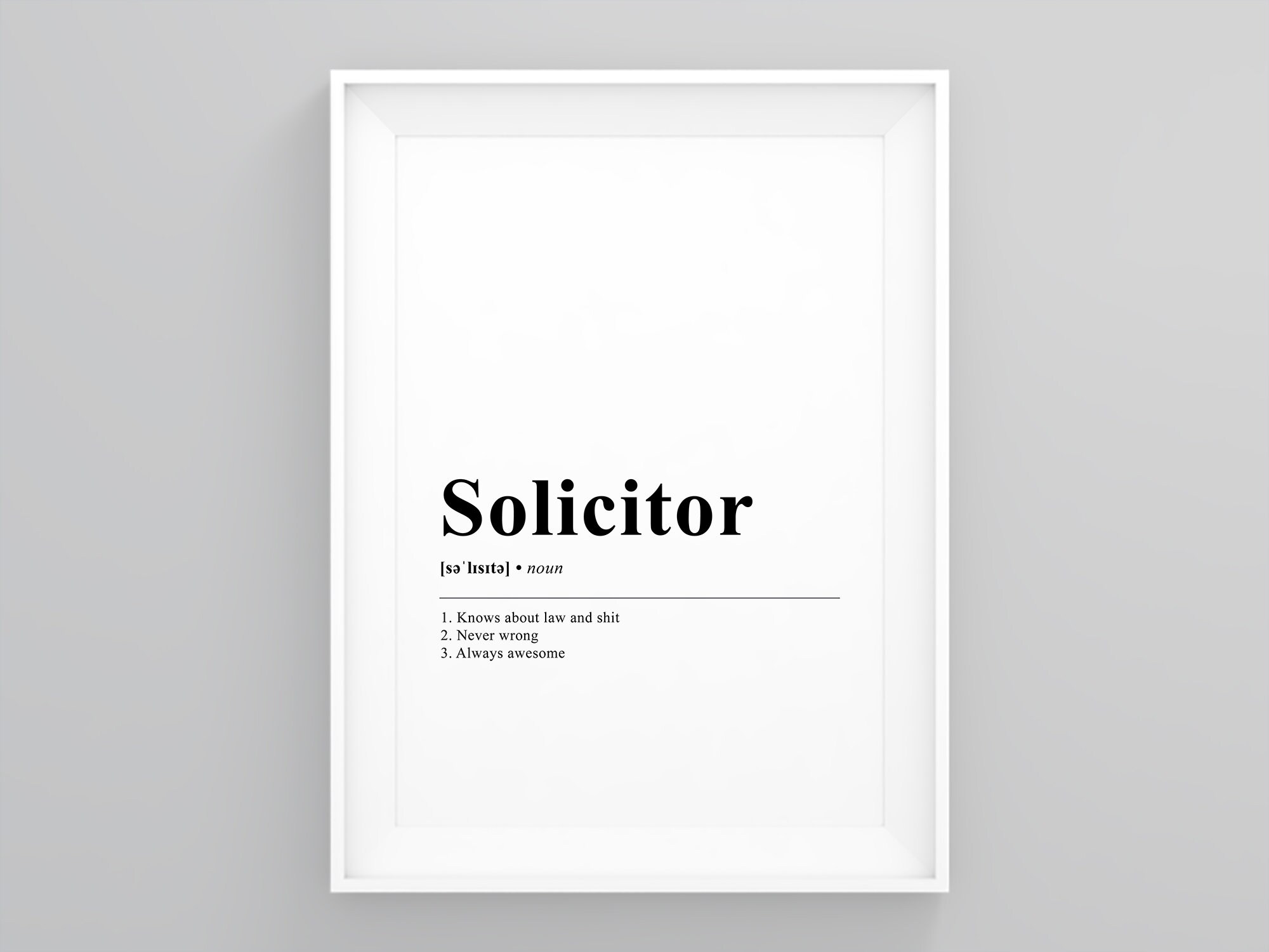 Solicitor Funny Dictionary Definition Wall Art Dictionary Etsy UK
