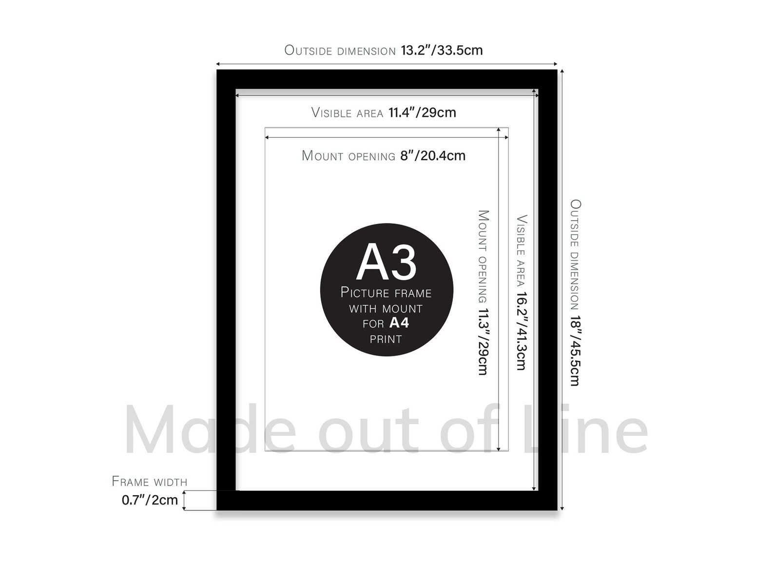 Black Picture Frame Black Photo Frame A2 A3 A4 A5 White Etsy