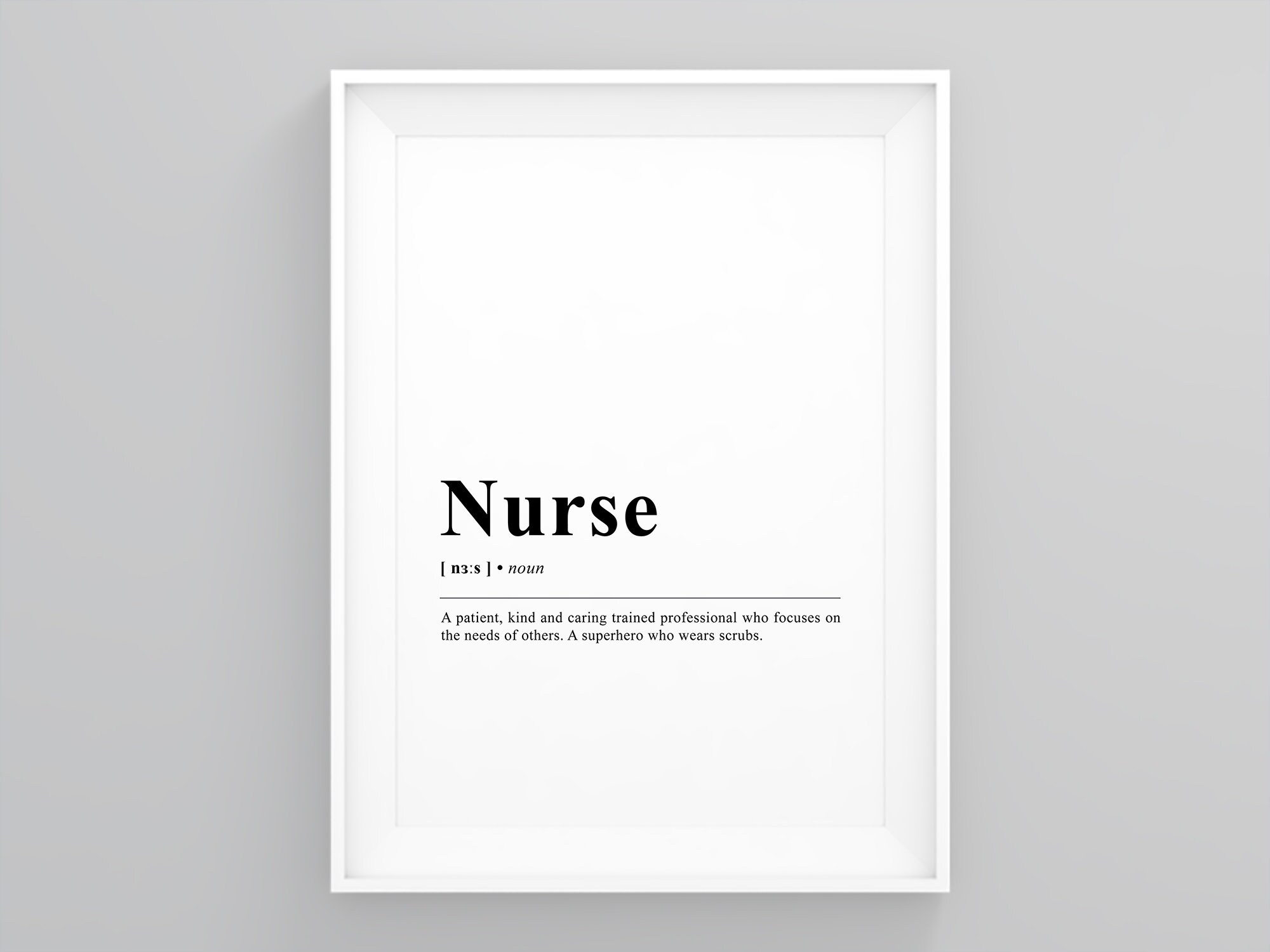 Nurse, Funny Definition Art, Home Framed Art, Home Art Decor, Home Decor, Print, Home Wall Art, Minimalist Print, Framed Scandi Art