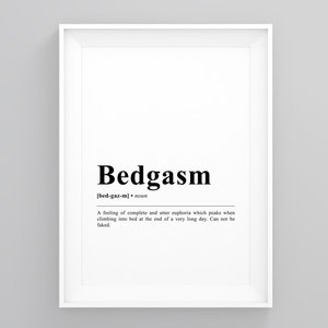 Bedgasm, Dictionary Art Print, Home, Minimal Typography, Home Wall Decor, New Home Decor, Minimalist Framed, Framed Wall Print, Modern Art