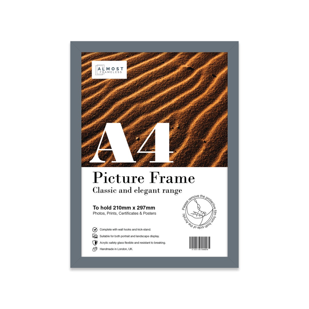 A4 Grey Picture Frame A4 Frame With Mount for A5 Print Etsy