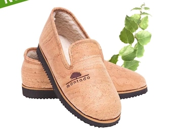 Zapatillas de corcho veganas, Charentaises de corcho natural con relleno - zapatillas de corcho, hechas en Portugal
