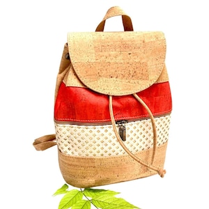Handcrafted cork backpack &quot;Trio&quot; - Vegan backpack - vegan women&#39;s backpack - light and resistant backpack - comfortable backpack