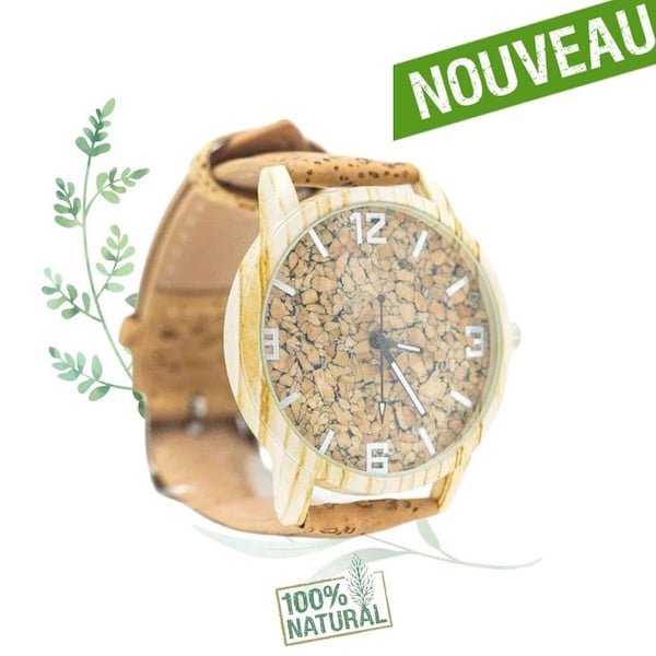 Montre en liège Vintage - Montre Vegan - Montre mixte - Idée cadeau - Montre femme - Montre homme - idée cadeau - mariage