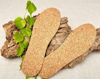 Plantillas de corcho natural, transpirables y cómodas, veganas, fabricadas en Portugal, tallas de la 36 a la 46.