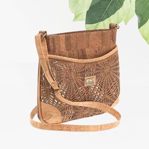 Sac bandoulière femme vegan liège - sac végétalien laser - sac écorce bois bohème - Petit Sac bandouliere artisanal montado portugal