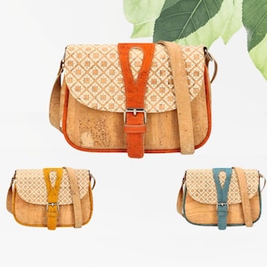 Sac liège brun vegan - Petit sac en liège - Sac bandoulière liège vegan marron - Sac bandoulière femme liège - Petit sac léger cuir végétal