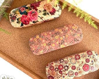 Vegan cork glasses case - rigid wooden glasses box - Handmade glasses box